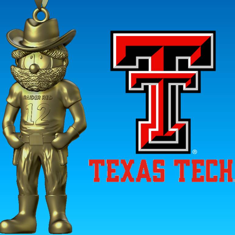 NCAA - Necklaces TEXAS TECH - Hanging Figurine - 3D print