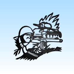 Wall art based on russian frontovik with PPsH firing