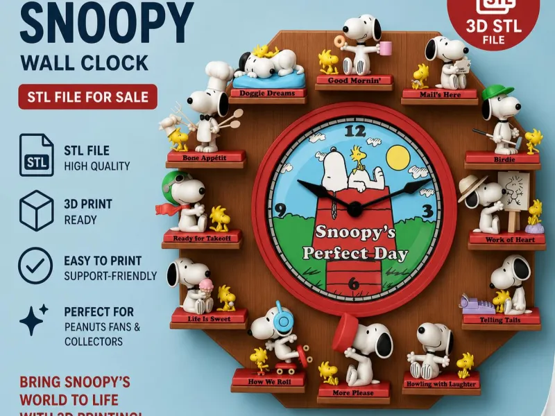 PEANUTS Snoopy And Woodstock Sculpture Clock Collection