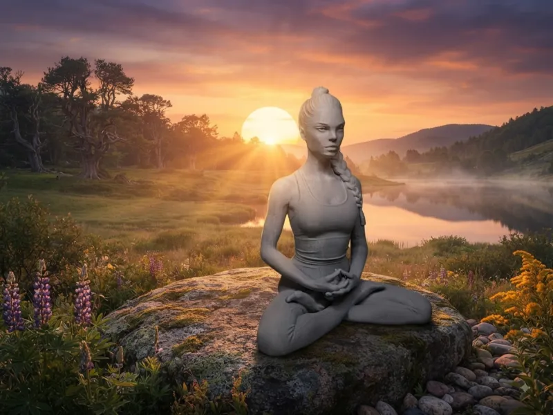 Méditation Zen : Femme en position du lotus
