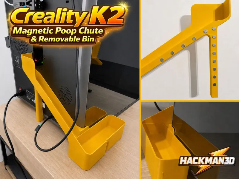 Creality K2用磁着式排屑シュート＆着脱式ゴミ箱