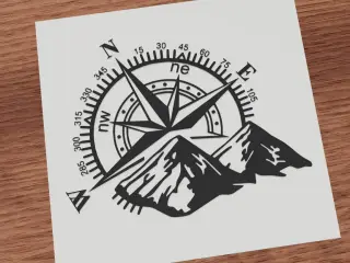 Mountain compass rose adventure travel emblem design