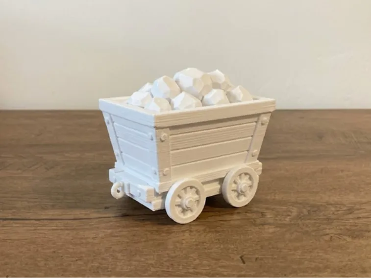 Wooden Mining Cart with Coal - Western Model