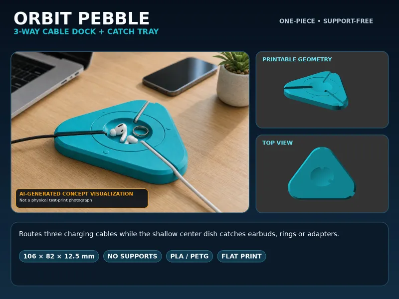 Orbit Pebble – 3-Way Cable Dock & Catch Tray