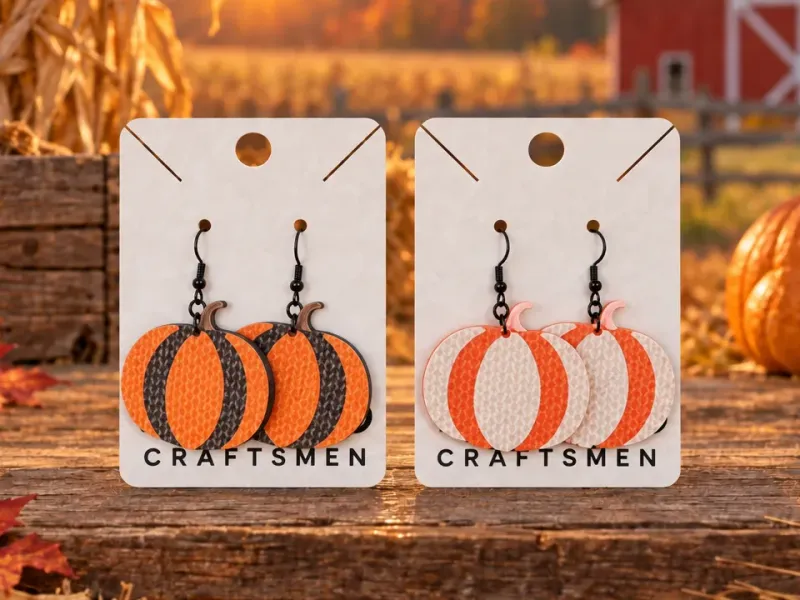 Knit Earrings Fall Pumpkins