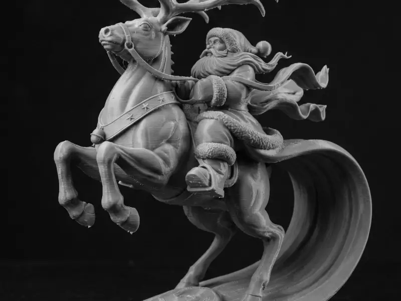 Santa Riding Reindeer – Christmas STL Statue | 3D Printable