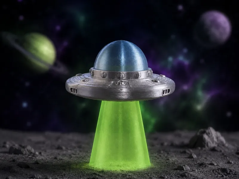 Alien UFO Untertasse Leuchtend-im-Dunkeln-Display