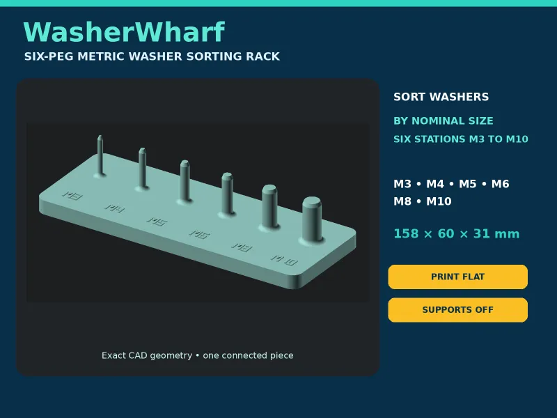 WasherWharf: Six-Peg Metric Washer Sorting Rack
