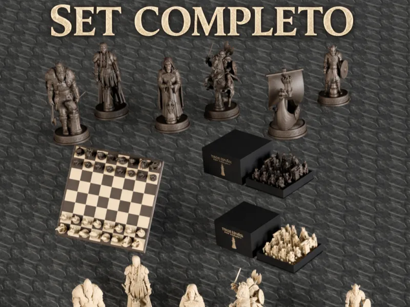 Viking Chess Set + Official Multicolor Board + Box
