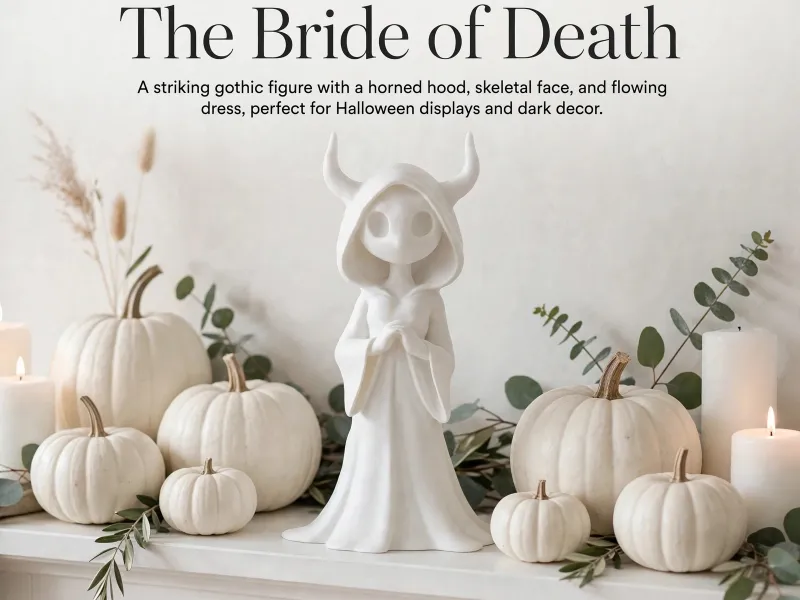Bride of Death, Gothic Halloween Figure, Spooky Decor Statue