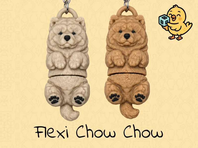 Chaveiro Fofo de Chow Chow - Brinquedo de Cachorro Flexível Articulado