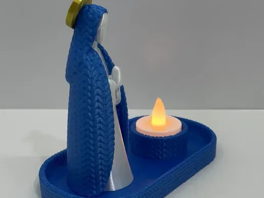 Nossa Senhora Aparecida com Vela LED CROCHE