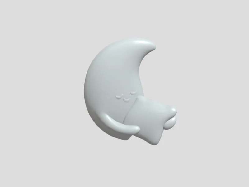 Sleeping moon holding a pillow