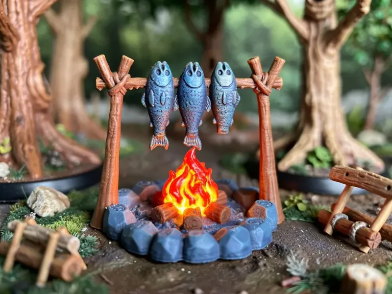 Campfire with Fish Rack - DND terrain