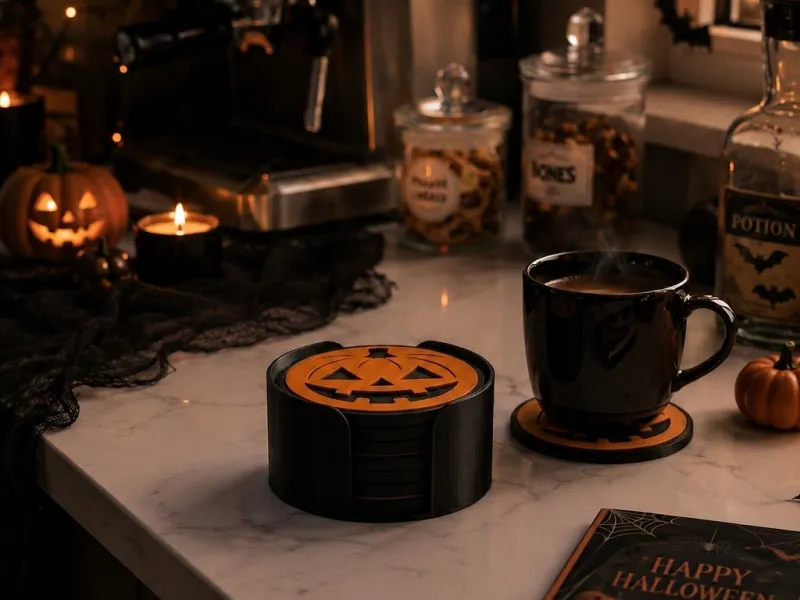 Conjunto de Porta-Copos e Suporte de Halloween
