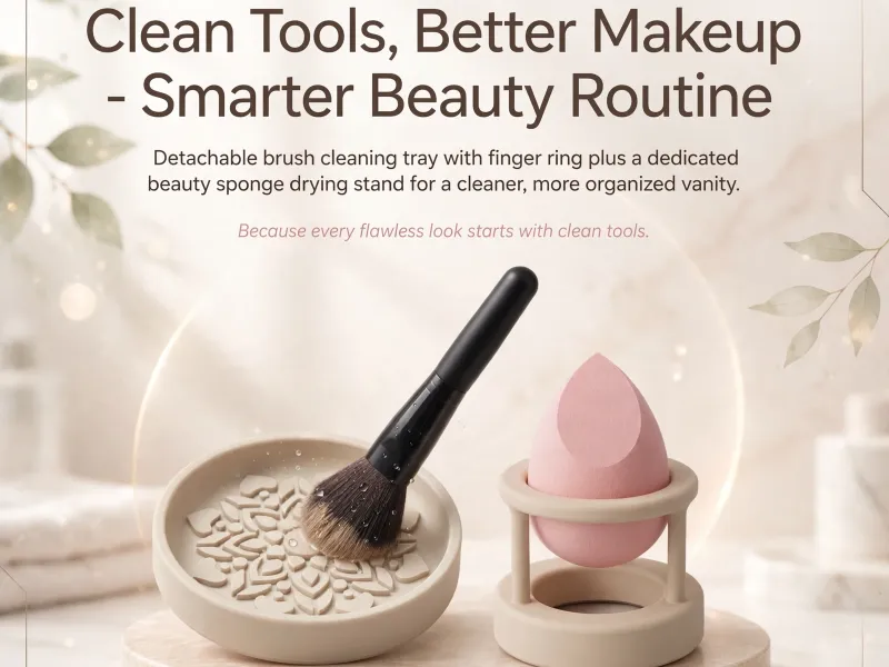 Makeup Brush Cleaner and Makeup Sponge Holder STL and 3MF