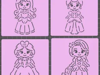 Cartões de Estêncil das Princesas