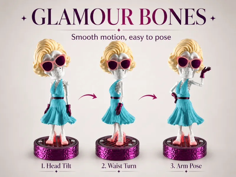 GLAMOUR BONES - Poseable Skeleton With Led Base
