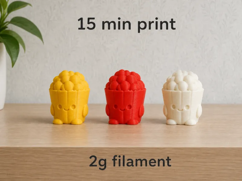 Cute Mini Popcorn Buddy | Fast Support-Free 3D Print
