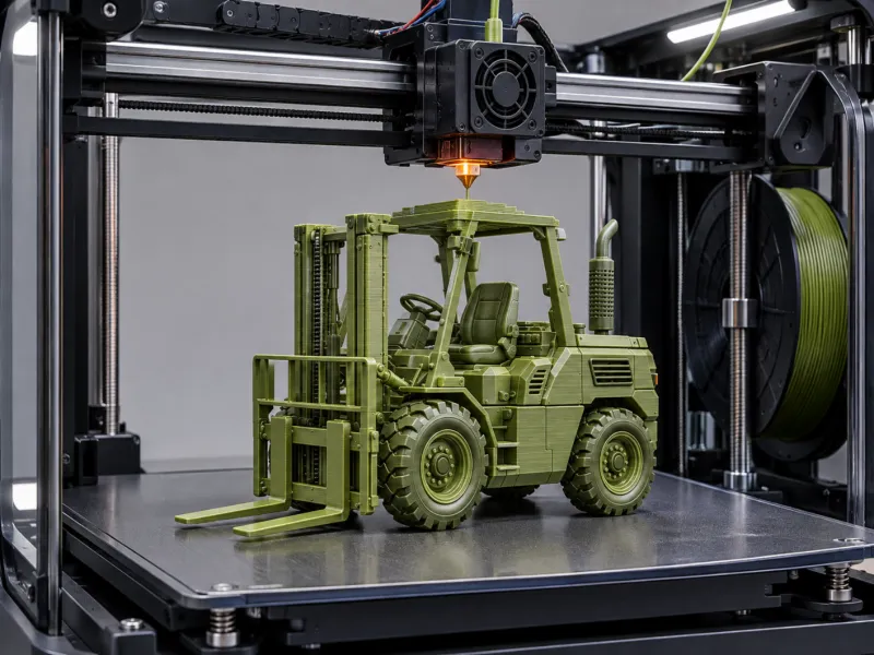 Military Forklift 3D Model – Olive Green Heavy Duty Lifter