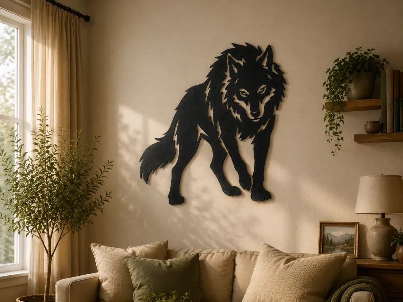 Dark Wolf 2D Wall Art Forest Predator Decor