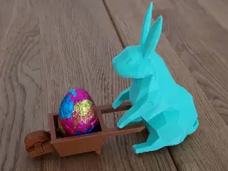 Easter Rabbit Lowpoly with its Wheelbarrow