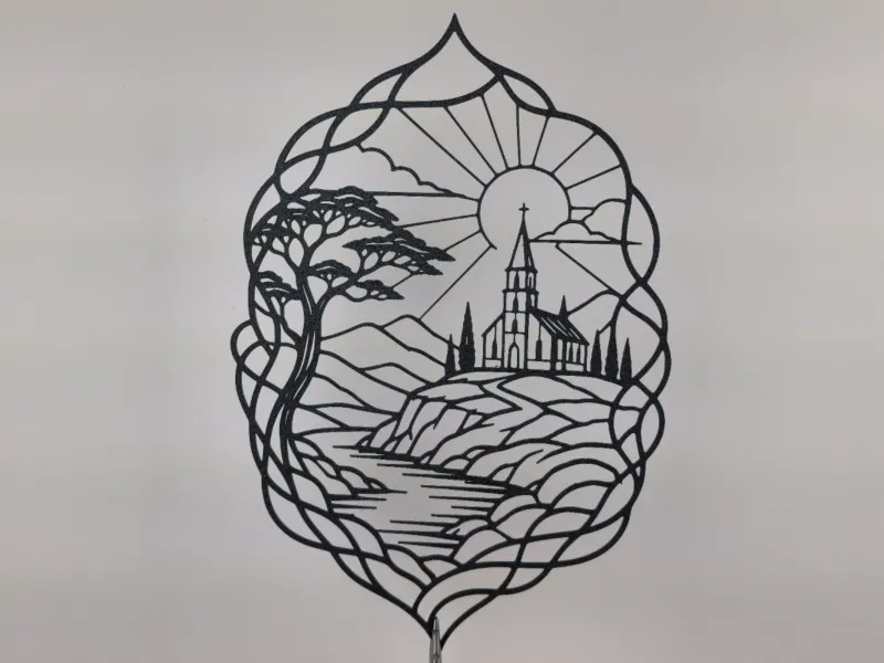 Kerklandschap 2D Muurkunst