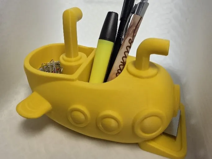 🚢 Yellow Submarine Desk Organizer