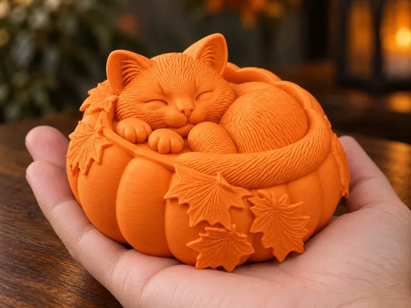 Gato Dormindo em uma Abóbora — Sem AMS