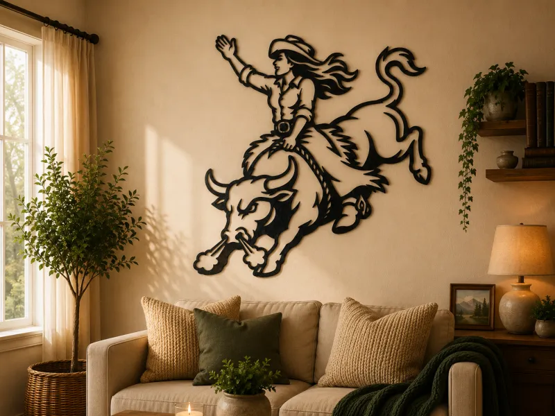 Cowgirl Bull Rider 2D Wall Art