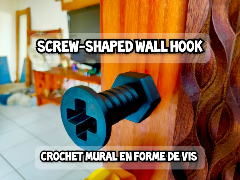 CROCHET MURAL EN FORME DE VIS