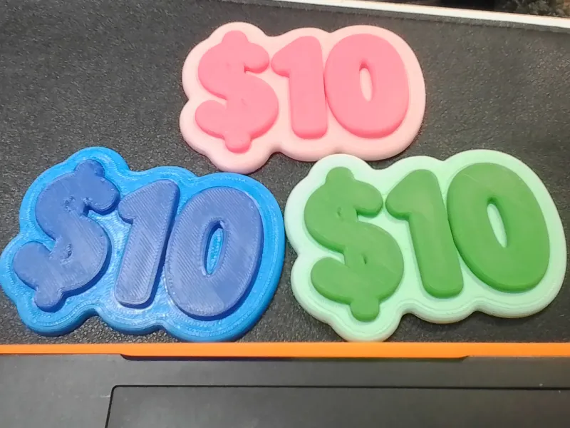 Etiqueta de precio de $10
