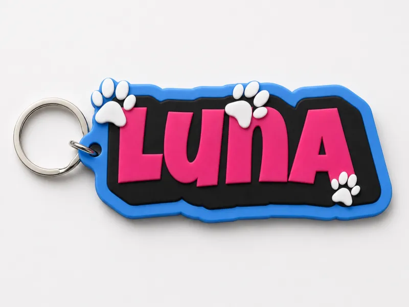 Luna's paw-trail keychain