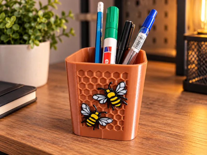 Honeycomb Bee Pen Holde