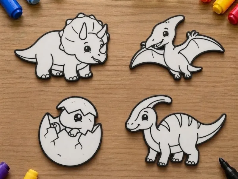Kid's Coloring Plates - Dinosaurs V2