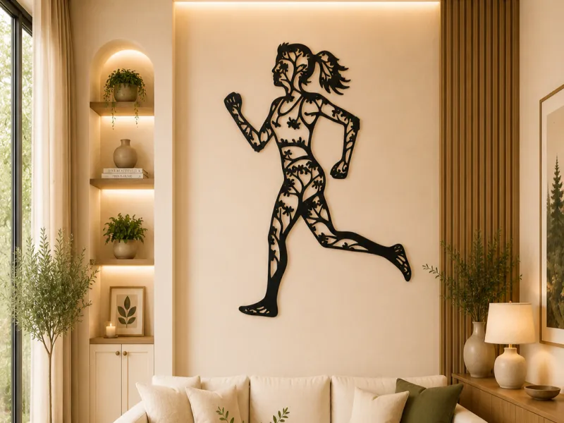 Floral Running Woman 2D Wall Art