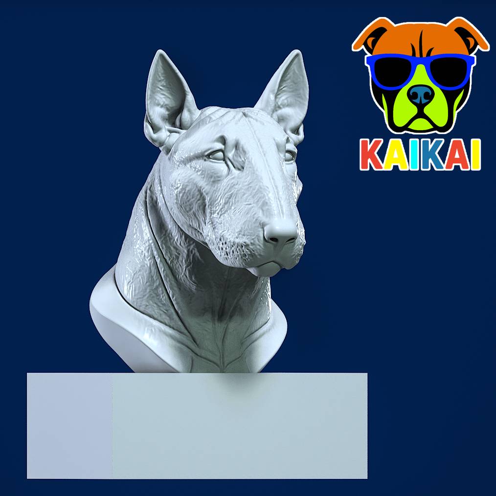 Bull terrier head Dog model - 3D print