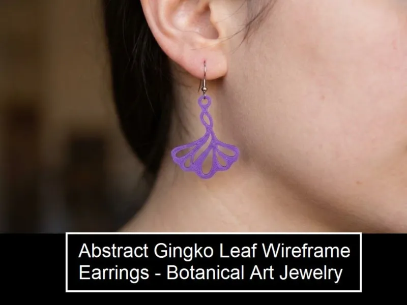 Pendientes de alambre abstractos de hoja de ginkgo