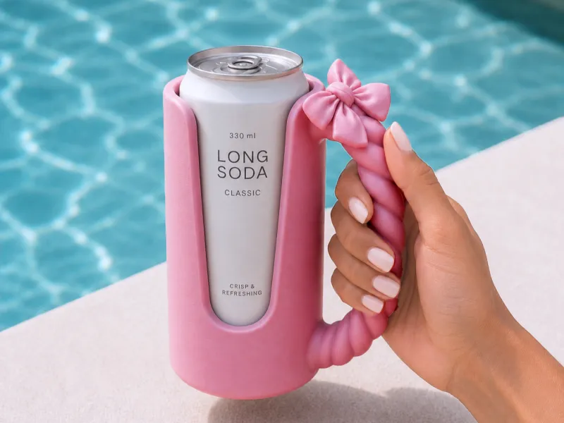 Bow Can Holder | 3d Ribbon Drink Cooler with Twisted Handle