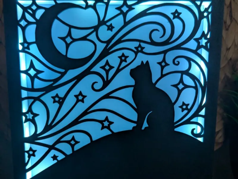 Mystische Katze Nachthimmel - Modularer Box-Einsatz
