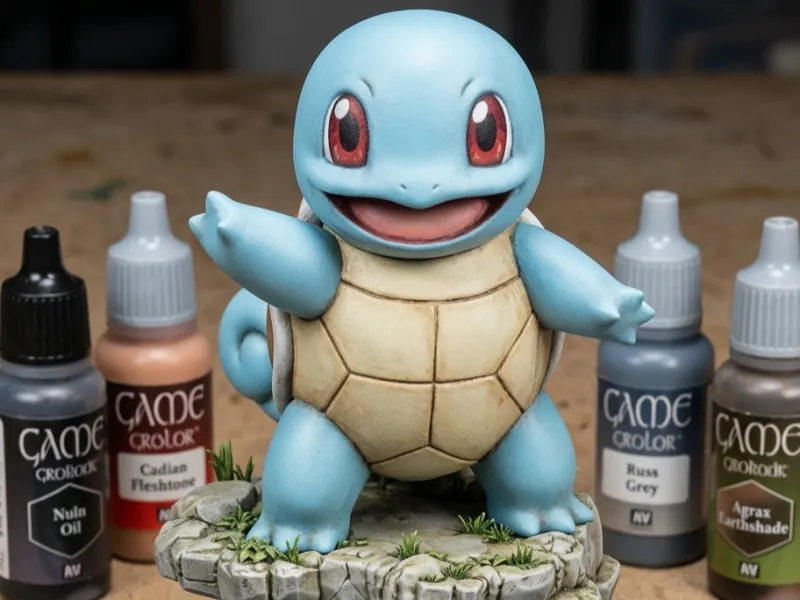 Squirtle on a Water Cliff Diorama