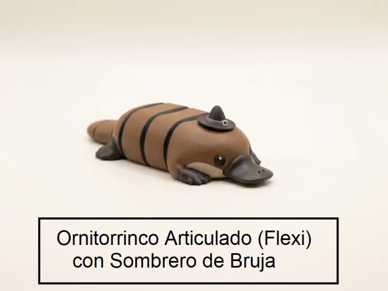 Ornitorrinco Articulado (Flexi) con Sombrero de Bruja