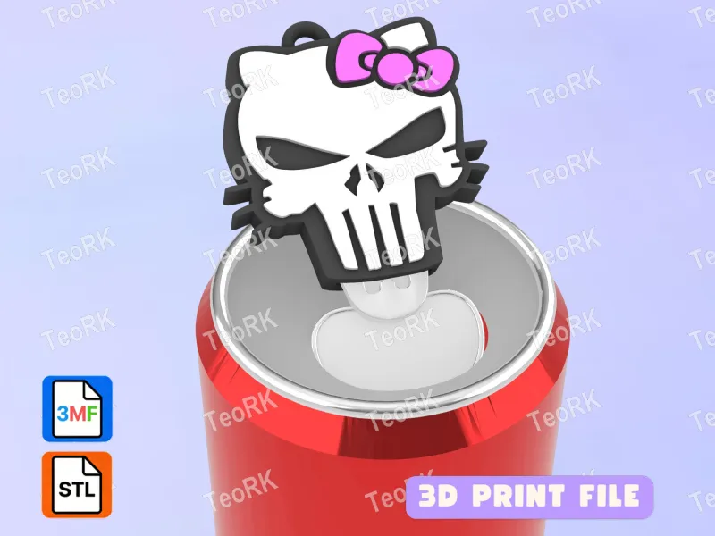 Soda Tab Opener Keychain HELLO KITTY - PUNISHER KITTY