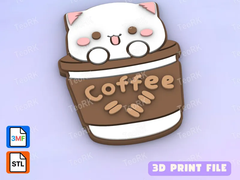 Badge Reel Topper Flat Back cat in coffee cup