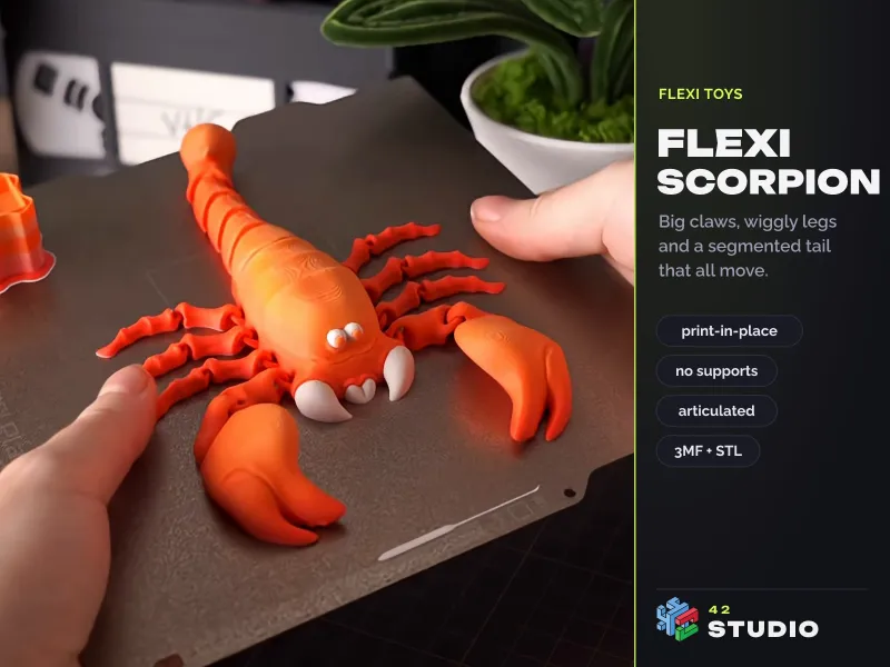 Flexi Scorpion – Articulated Print-in-Place Toy, No Supports