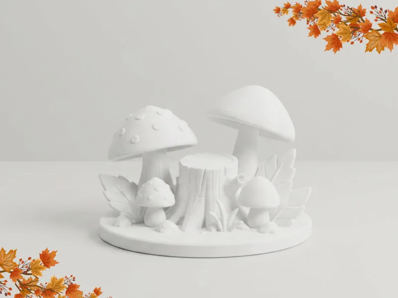 Modelo 3D de acogedora escena de bosque de setas