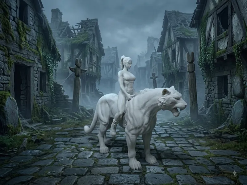 Warrior on Puma – Fantasy Statue