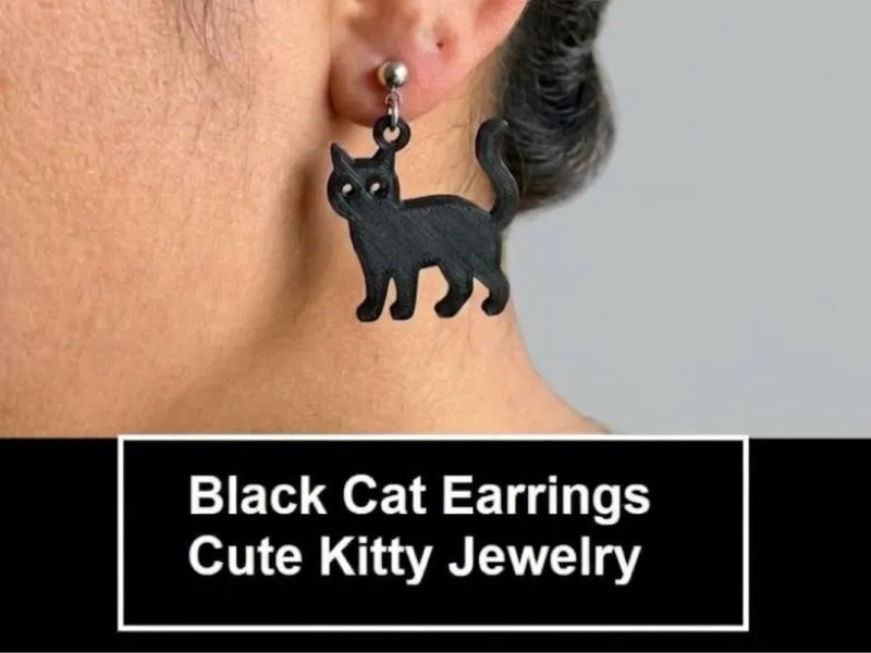 Pendientes de Gato Negro / Joyería de Gatito Adorable