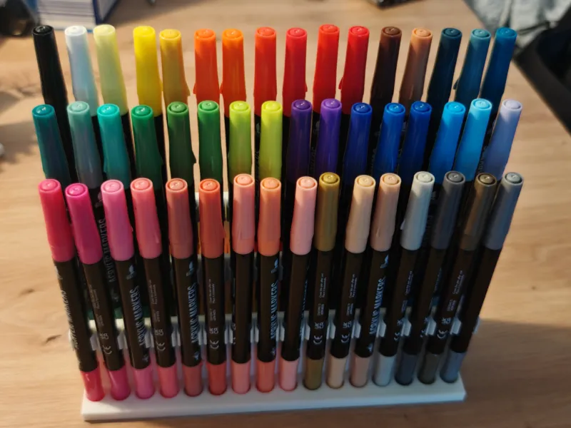 Acrylic Marker Holder — Desktop & Wall‑Mount (48 slots)