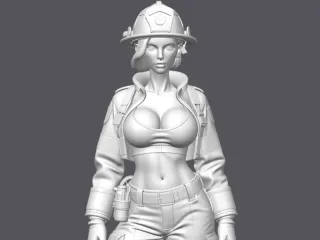 sexy woman in firefighter uniform